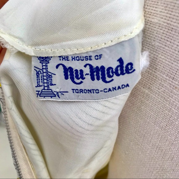 1960s Floral Ruffled Mini Dress, Nu-Mode, Yellow/White, Pleated, Size Small - Picture 5 of 5